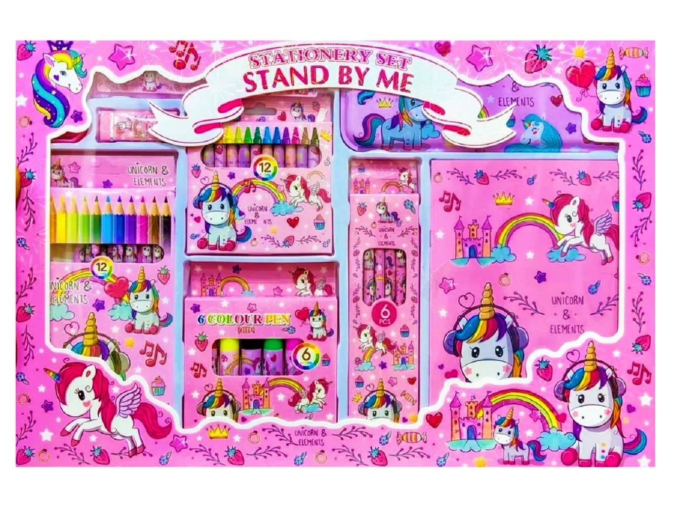 Love Unicorn Stationery Kit for Girls - 41-Piece Set | Pencil Box, Colors, Eraser, Sharpener | Gift for Girls | Unicorn School Kit | Stationery...