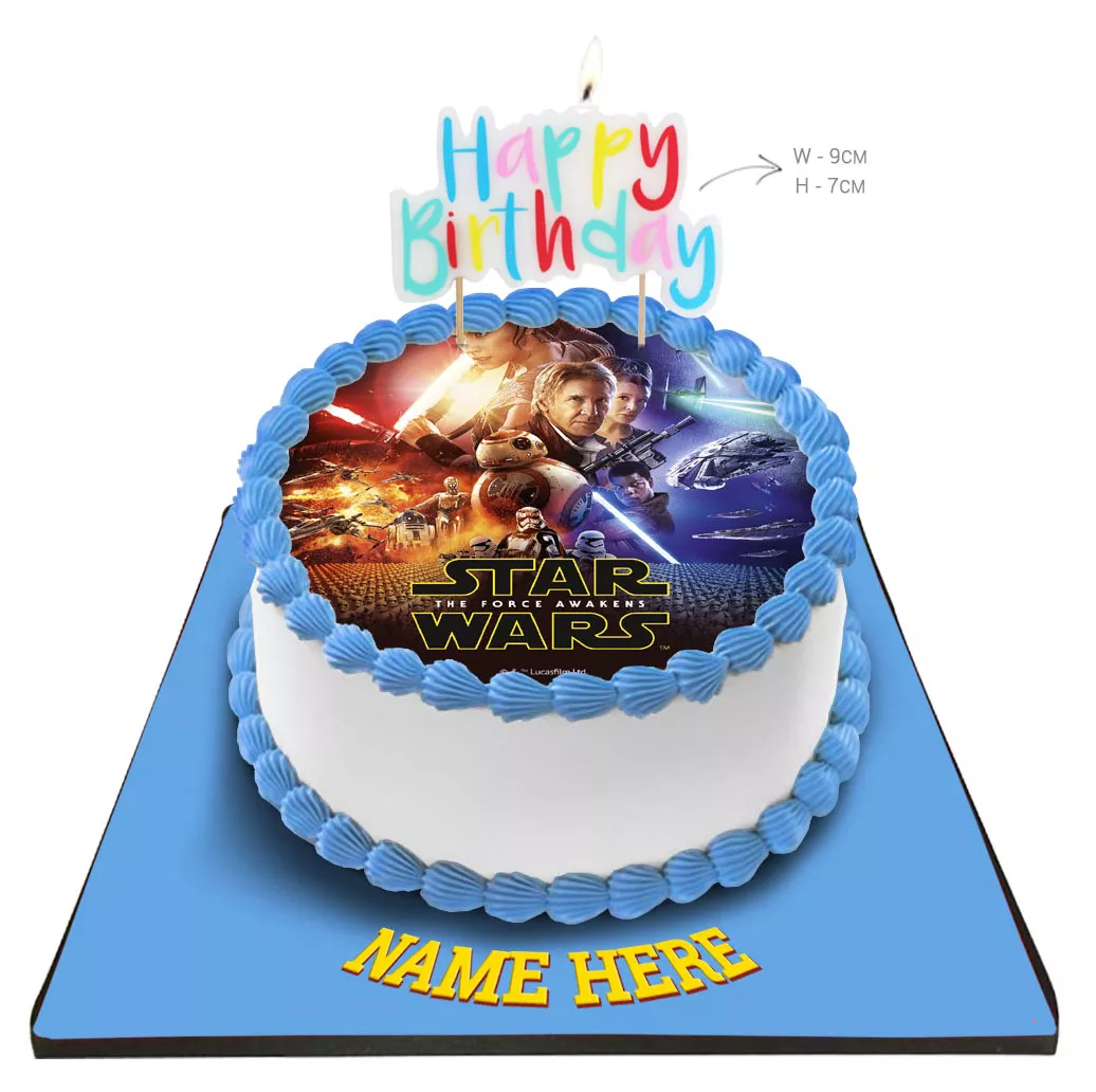 Star Wars Cake with Happy Birthday Candle